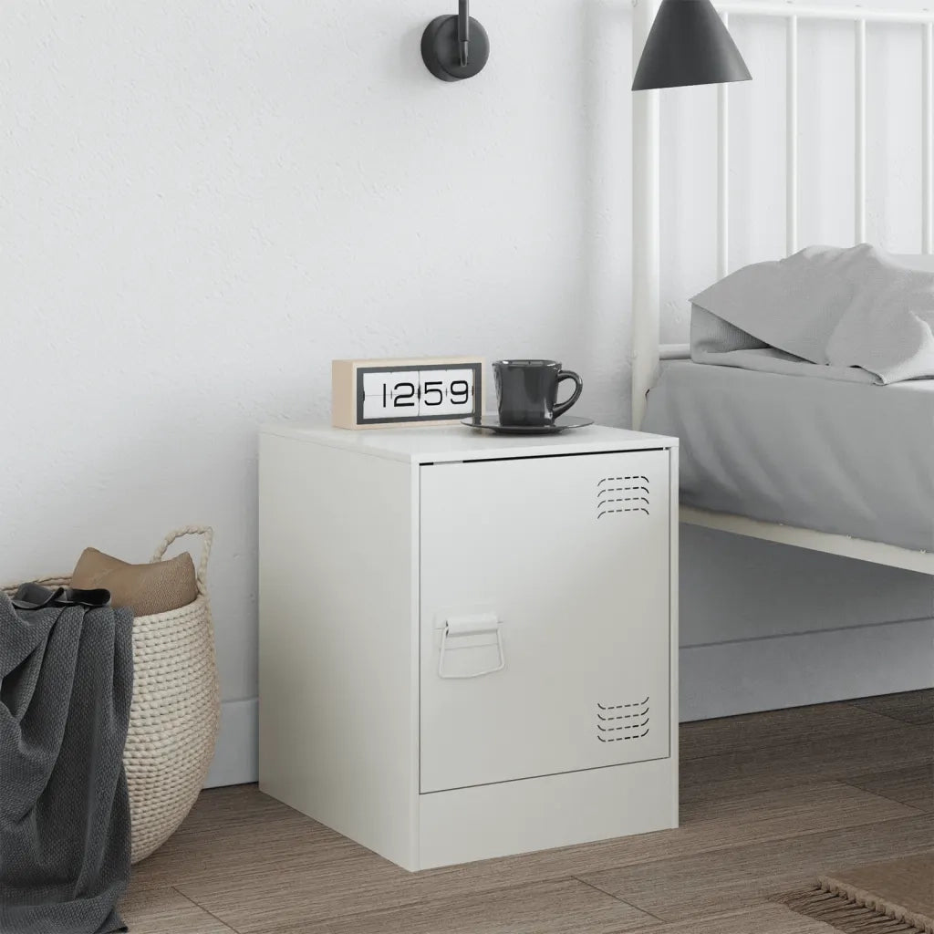 Comodino Bianco 34,5x39x44 cm in Acciaio 841617