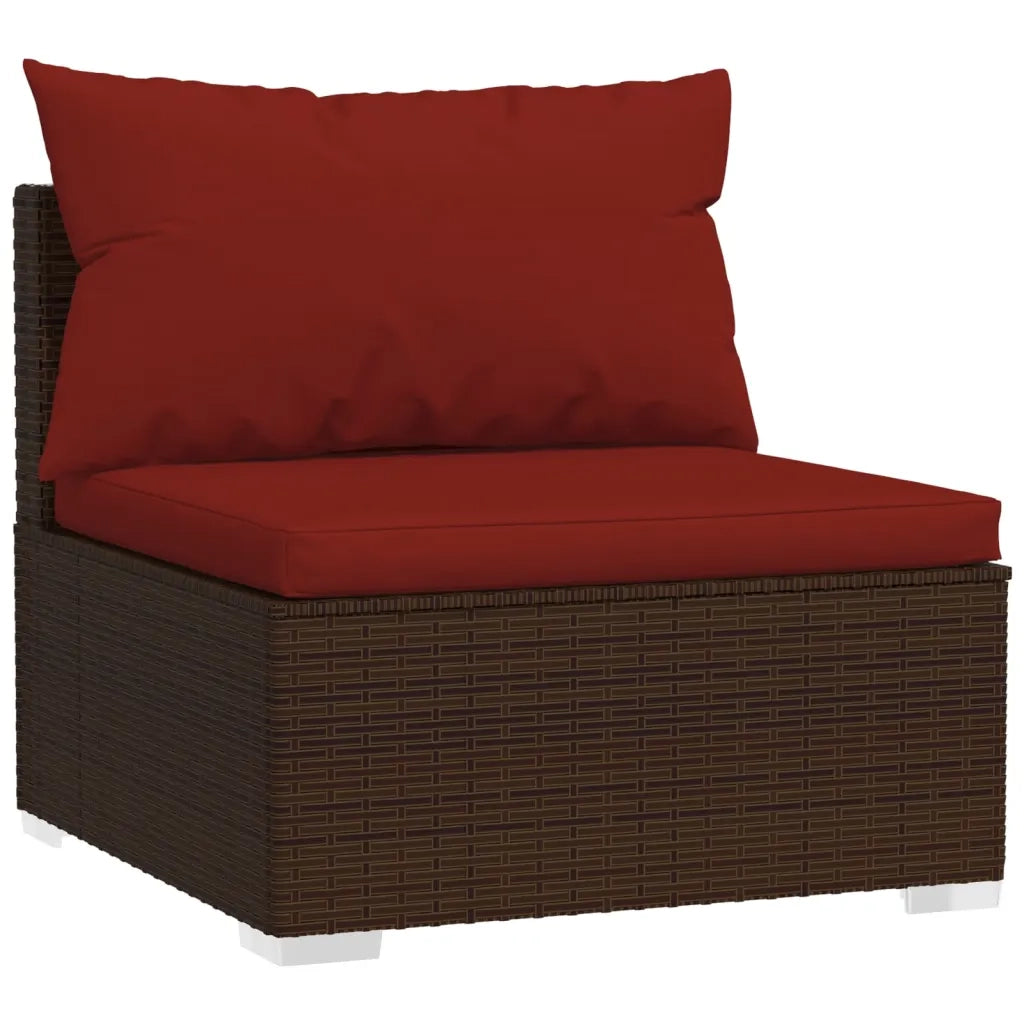 Set Divani da Giardino 6 pz con Cuscini in Polyrattan Marrone 3101451