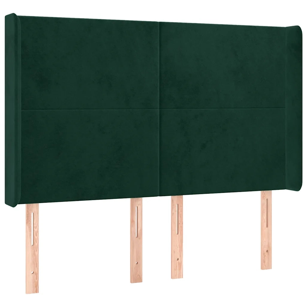 Letto a Molle con Materasso e LED Verde Scuro 140x200cm Velluto 3139448