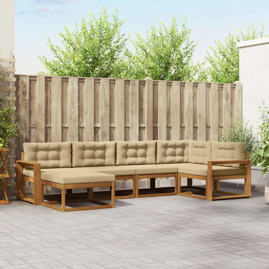 Set di divani da esterno con cuscino 6 pcs Naturale e Beige 3367831