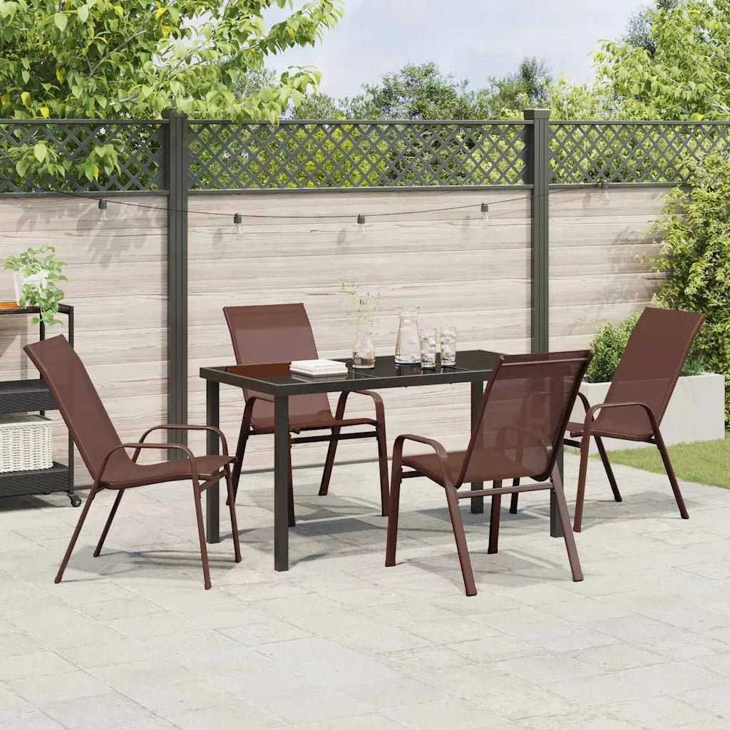 Set da Pranzo per Giardino 5 pcs Marrone e Nero