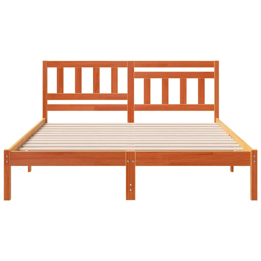 Letto matrimoniale | Letto per adulti | Struttura del letto Marrone cerato 150 x 200 cm Pino massello