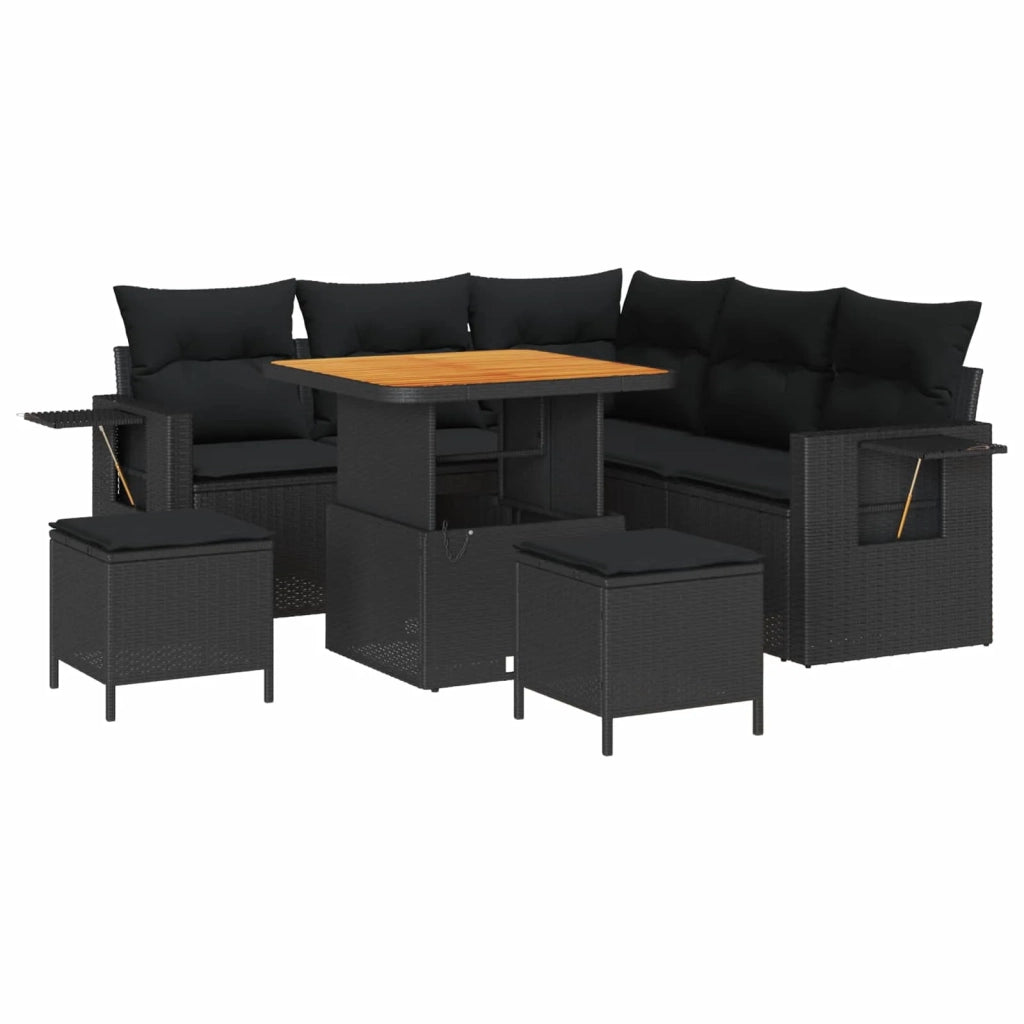 Set Divano da Giardino con cuscino 9 pcs Nero polyrattan 3363689