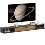 Mobile TV sospeso con ante scorrevoli e scomparti aperti ¨C zephmum ¨C grigio 160x24x16 cm