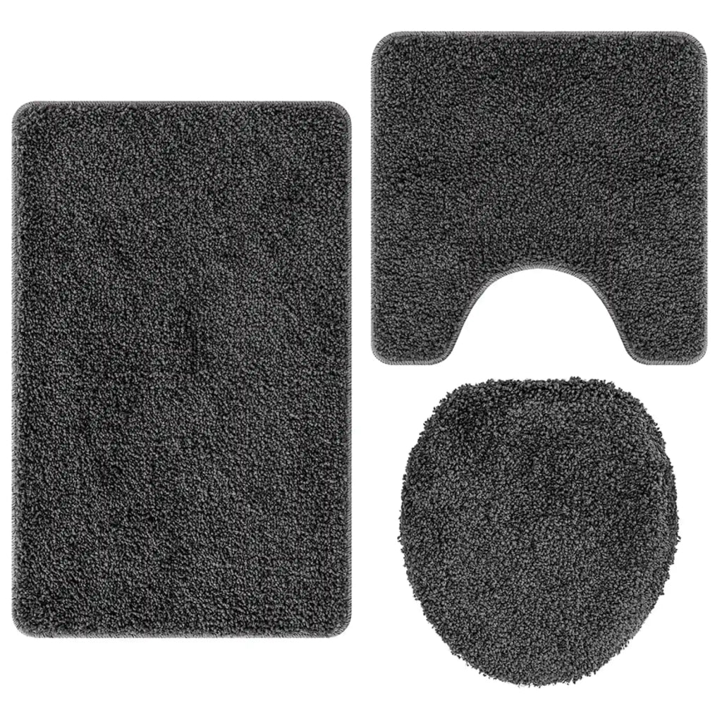 Set di tappetini antiscivolo per il bagno 3 pcs Grigio scuro PP 4019864