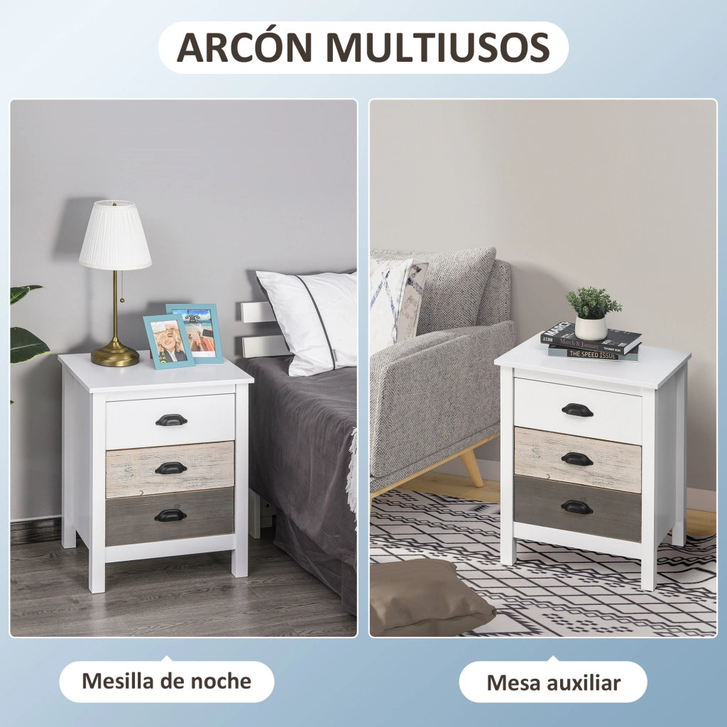 Comodino con 3 cassetti ¨C Minimal ¨C Bianco 50x38x65 cm