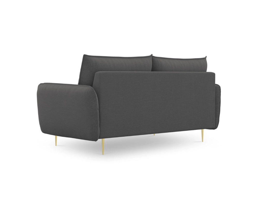 Cosmopolitan Design - Divano "Vienna" 2 posti in tessuto strutturato grigio scuro 