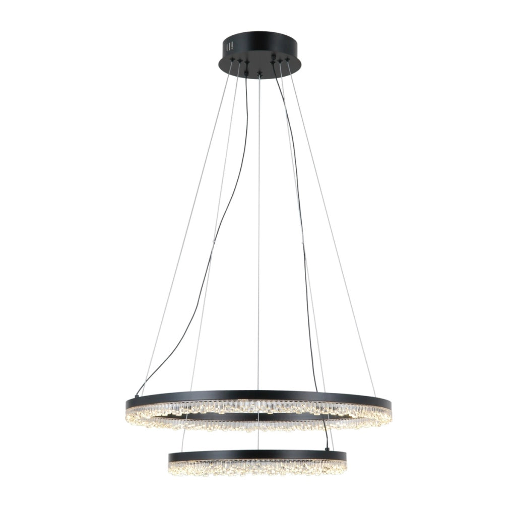 Lampada sospesa Barlo 2 anelli LED nera Italux