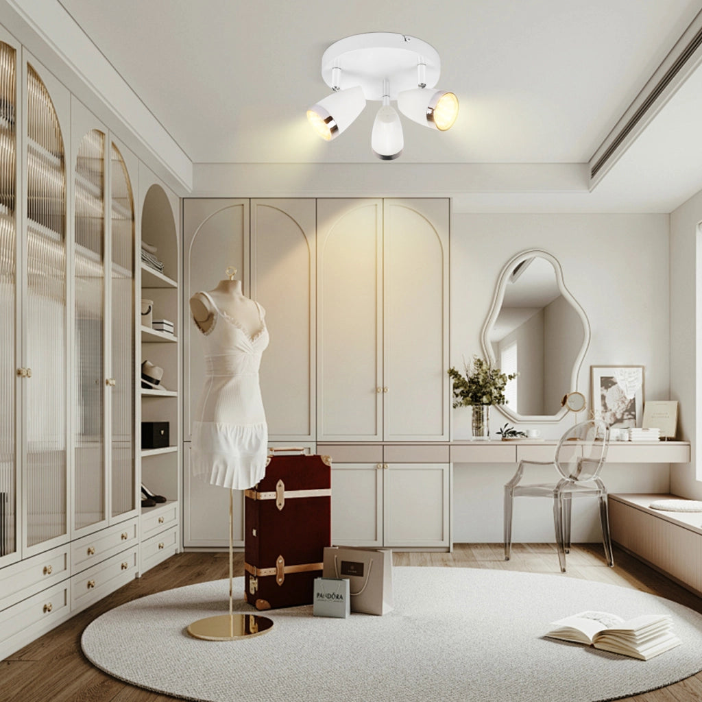 ZMH Faretto da soffitto a 3 luci da 12W orientabile a 350° Lampada da soffitto Soggiorno