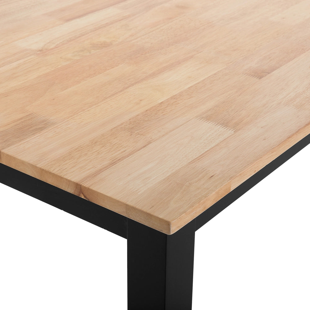 Tavolo da pranzo in legno chiaro e legno di gomma Nero 75 x 150 x 90 cm gambe in legno superficie laccata scandinavo