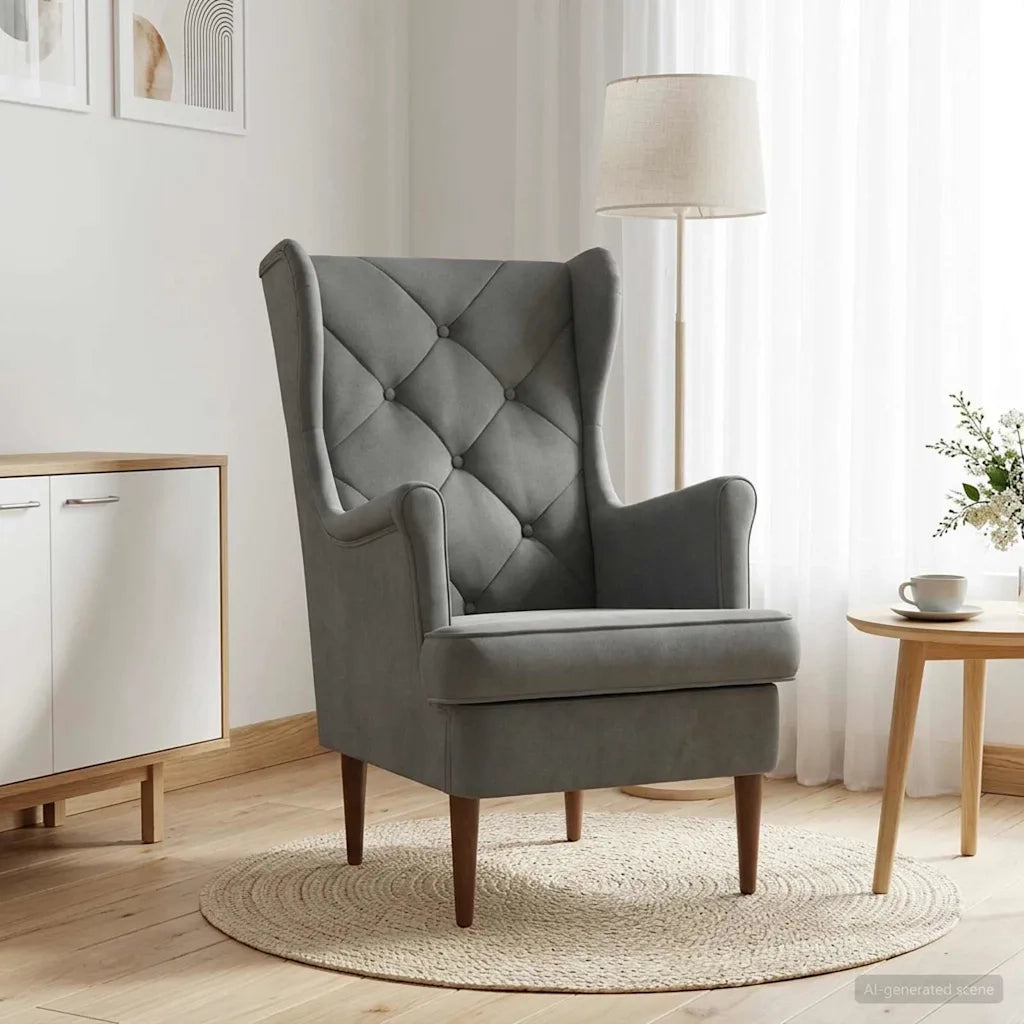 Poltrona Grigio Scuro Velluto 42029908