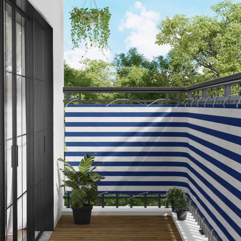 Schermo da balcone | Paravento da Balcone Blu e Bianco 110 x 400 cm Tessuto Oxford