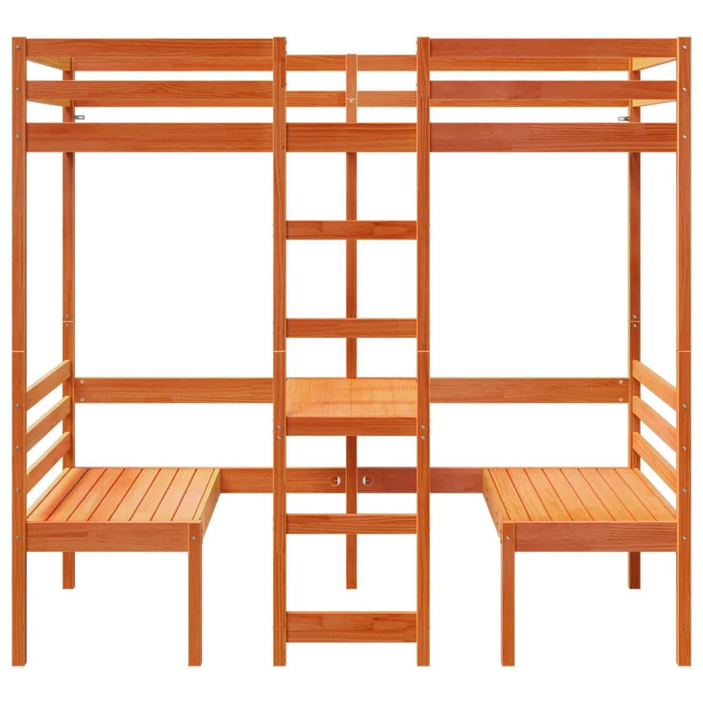 Giroletto Soppalco Scrivania e Sedie Marrone Cera 75x190cm Pino 3308564