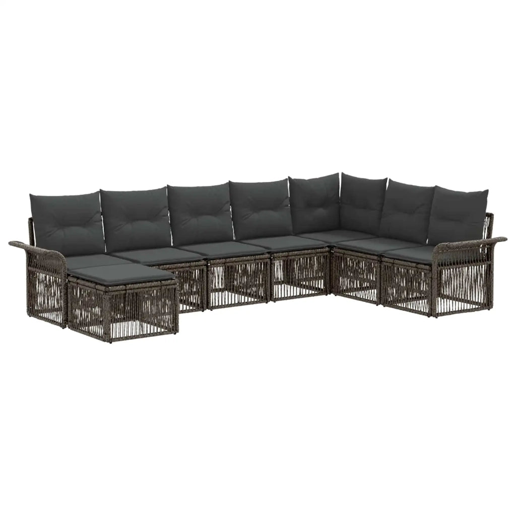 Set Divano da Giardino 8 pz Grigio polyrattan 3434921