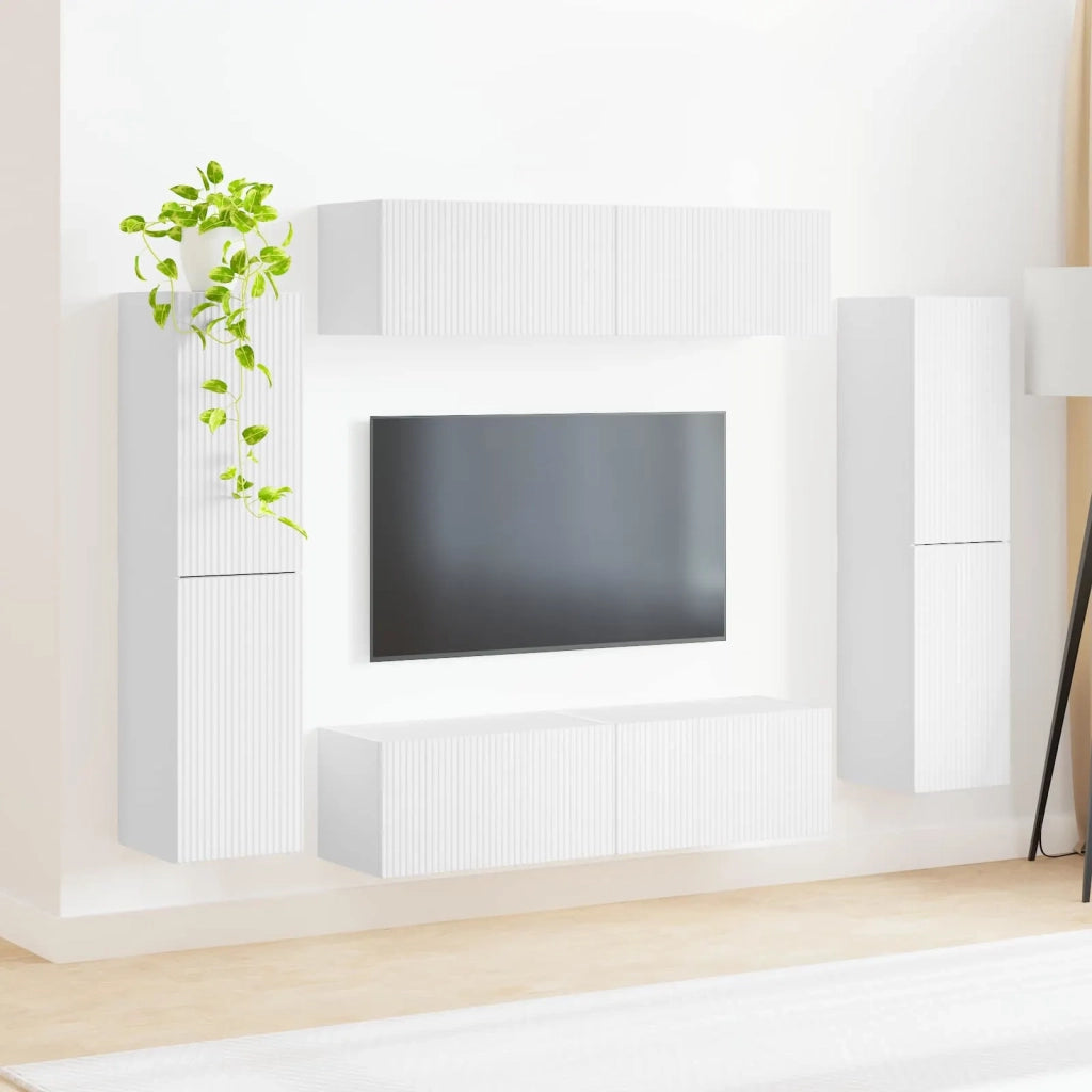 Set mobile TV 8 pcs Bianco Legno multistrato 3409132
