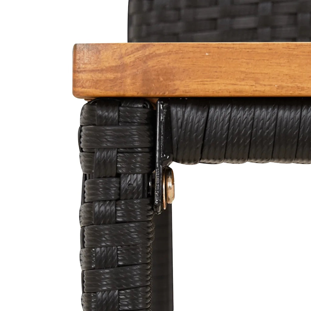 Set Bar Giardino 5 pz Nero Polyrattan e Legno Massello Acacia 3187727