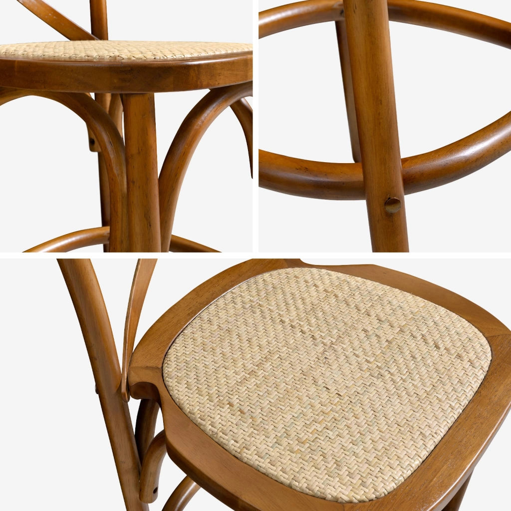 Set di 2 sgabello da bar bistrot vintage legno, noce