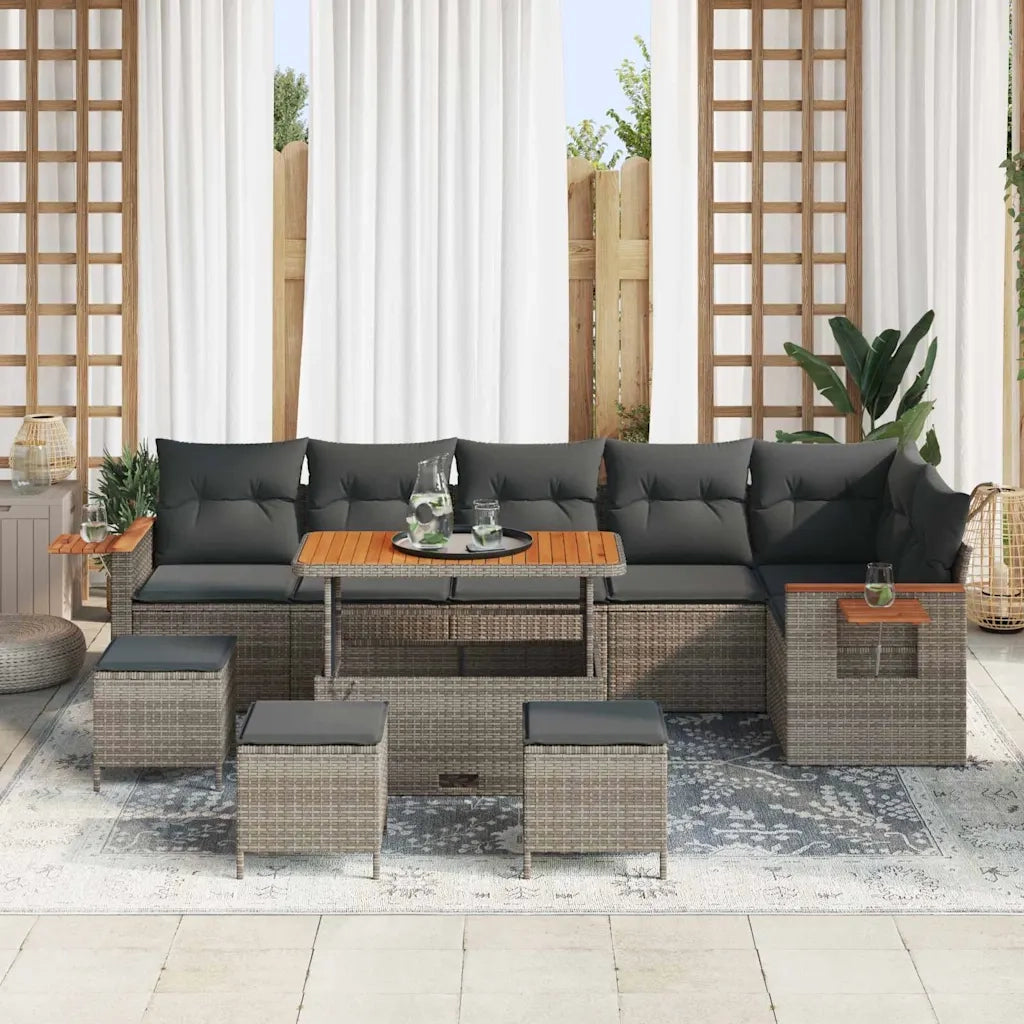 Set Divano da Giardino con cuscino 10 pcs Grigio
