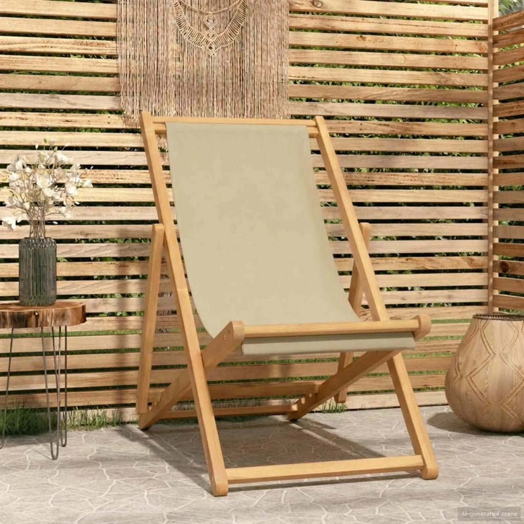 Sedia da Giardino | Sedia da spiaggia Beige Legno di teak solido
