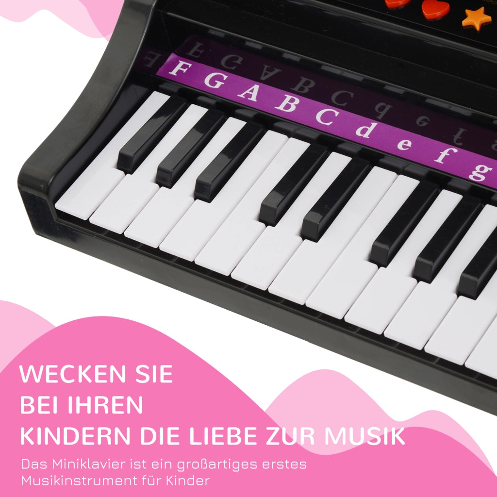 Pianoforte Giocattolo per Bambini 3-6 Anni con Microfono e LED ¨C zephmum ¨C Nero
