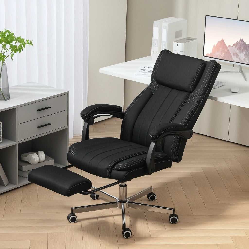 Sedia da ufficio girevole con schienale reclinabile e altezza regolabile ¨C zephmum ¨C 65x61x105-113 cm nero