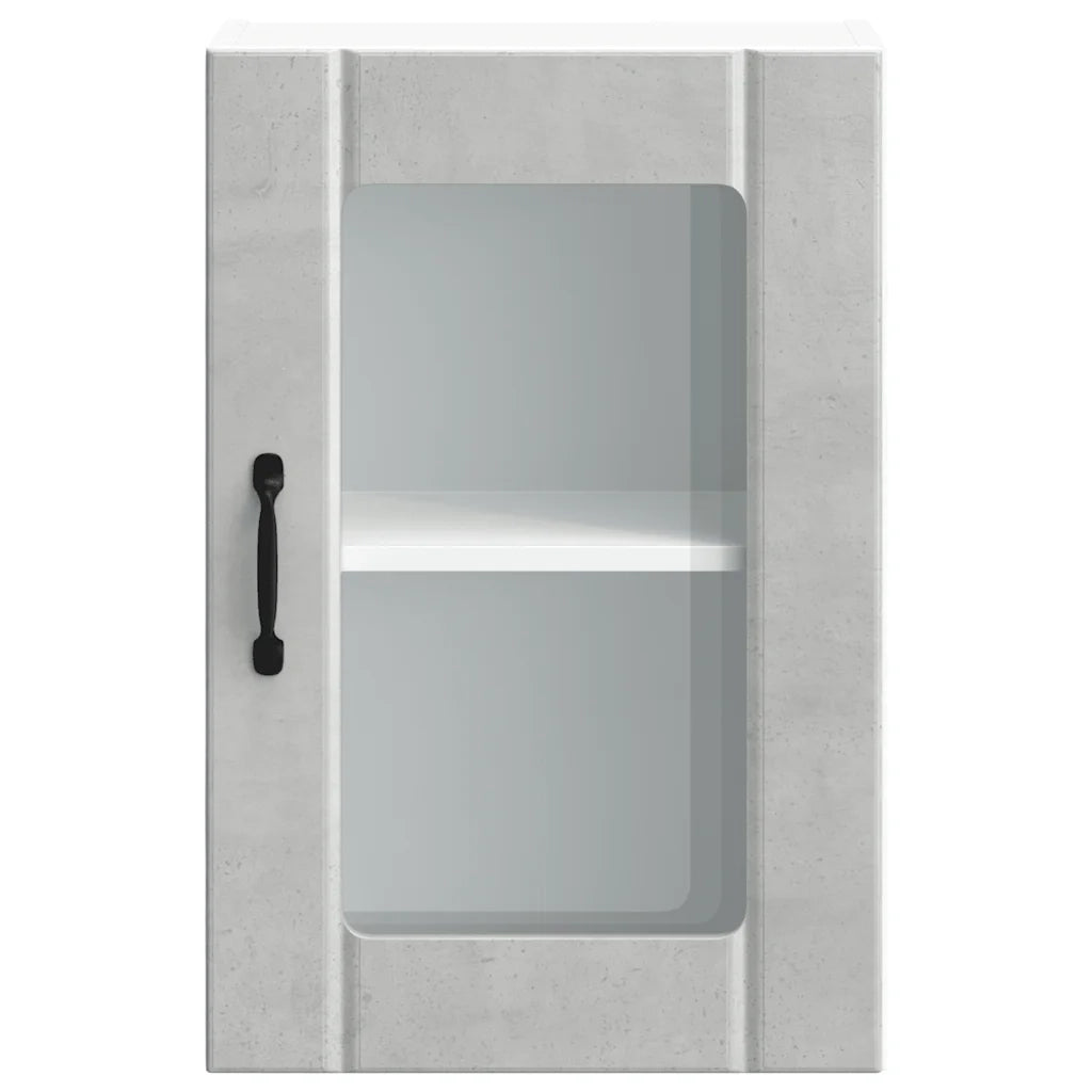 Pensile da Cucina con Porta in Vetro-Mobile Cucina da Parete Lucca Grigio Cemento 891831