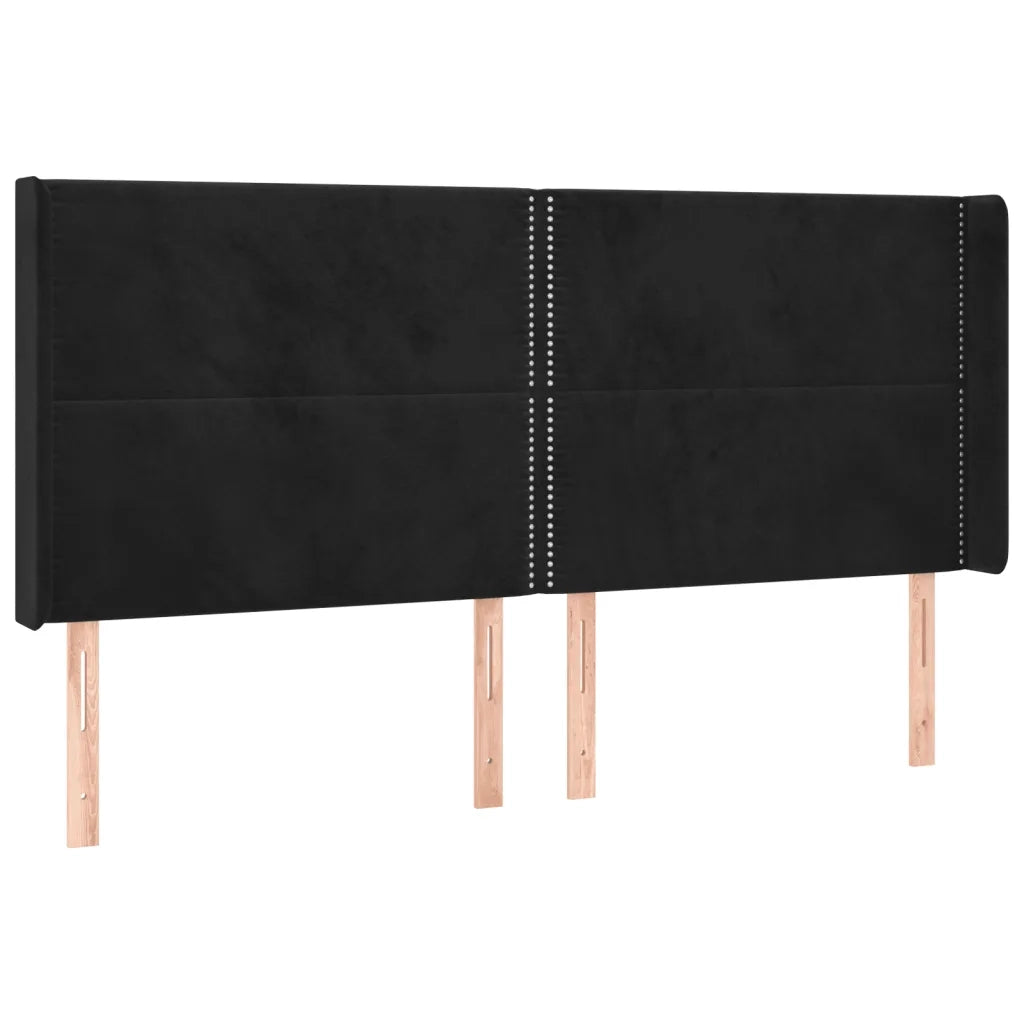 Testiera | Testata ad Orecchio Nera 203x16x118/128 cm in Velluto