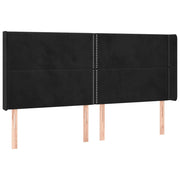 Testiera | Testata ad Orecchio Nera 203x16x118/128 cm in Velluto