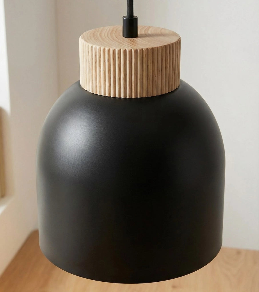 Lampada sospesa KRU nera legno 1xE27 Emibig