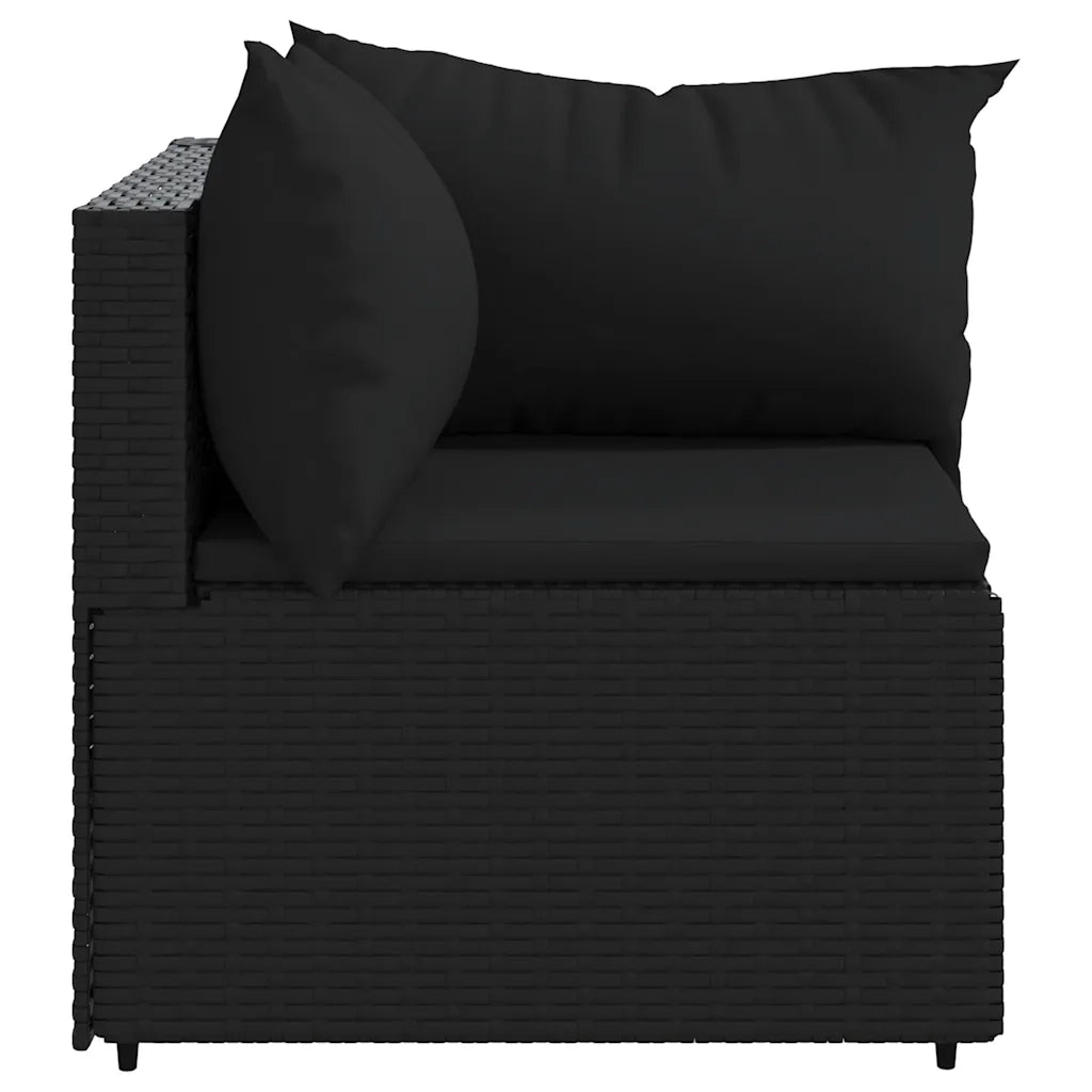 Divani Angolari da Giardino con Cuscini 2pz in Polyrattan Nero 319778