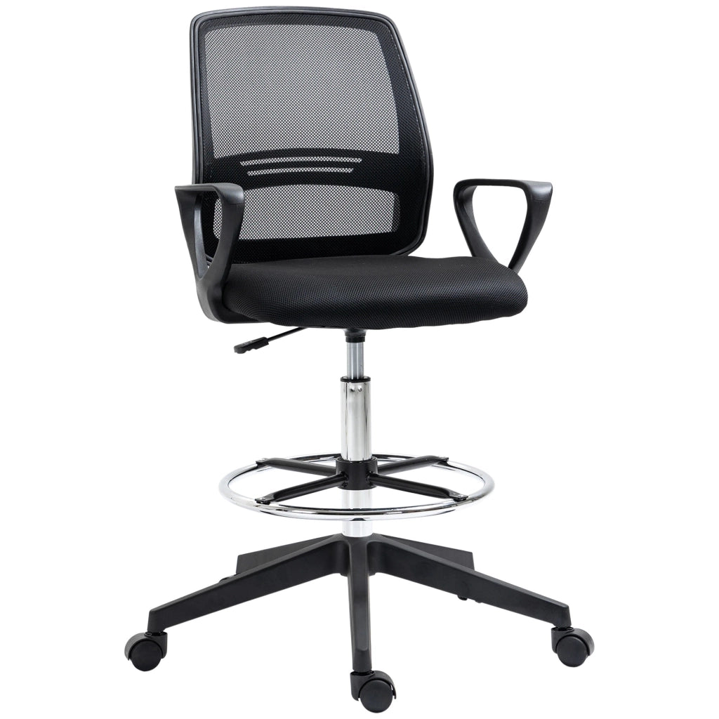 Sedia da ufficio girevole regolabile con poggiapiedi, schienale ergonomico, in plastica Nero