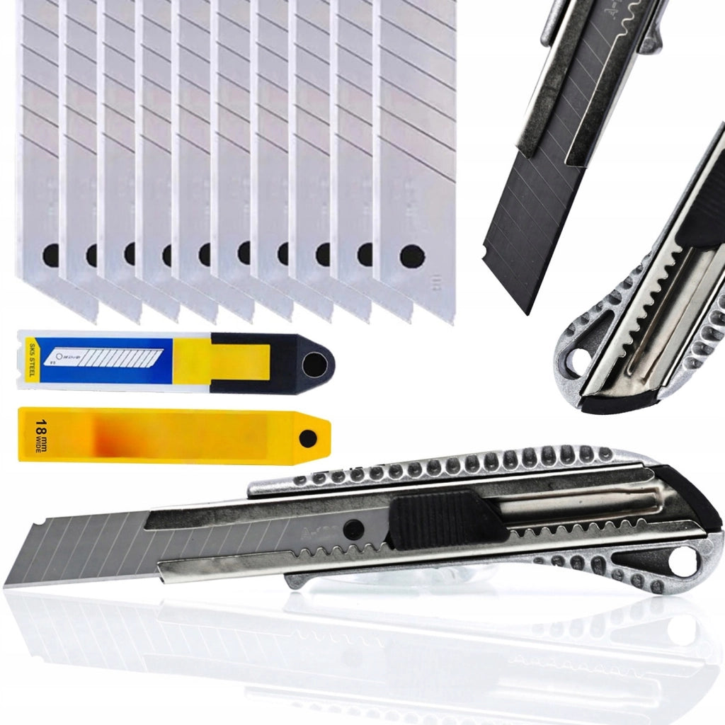 Set Taglierino per Carta da Parati con Lame di Ricambio Rosfix – Corpo in Alluminio, Lama 18 mm, Ergonomico