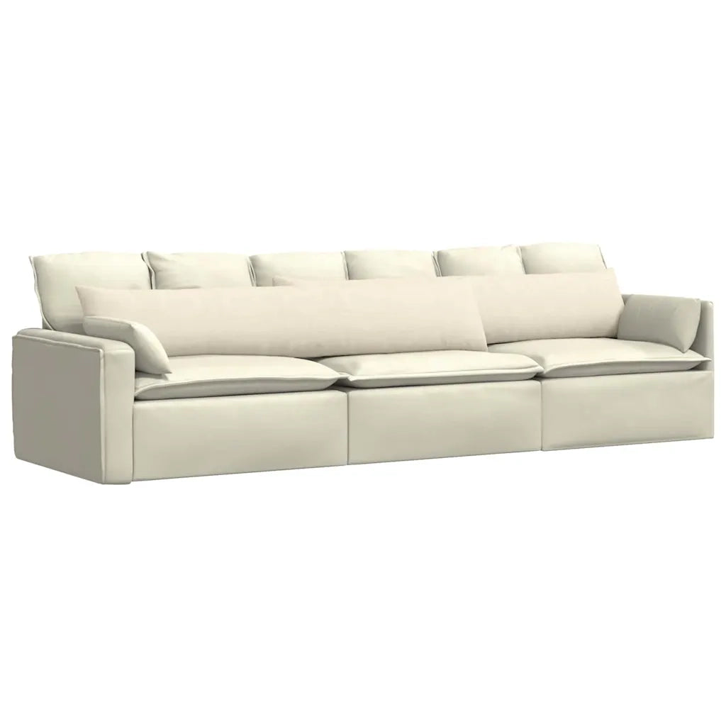 Cuscini da Divano 2 pz-Set di 2 Cuscini per Sofa Crema 200 x 40 cm Tessuto in Cords 192354