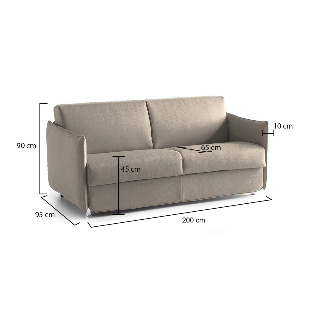 Severo, Divano Fisso 3 Posti Sfoderabile Made in Italy, 200x95 cm Grigio Tortora