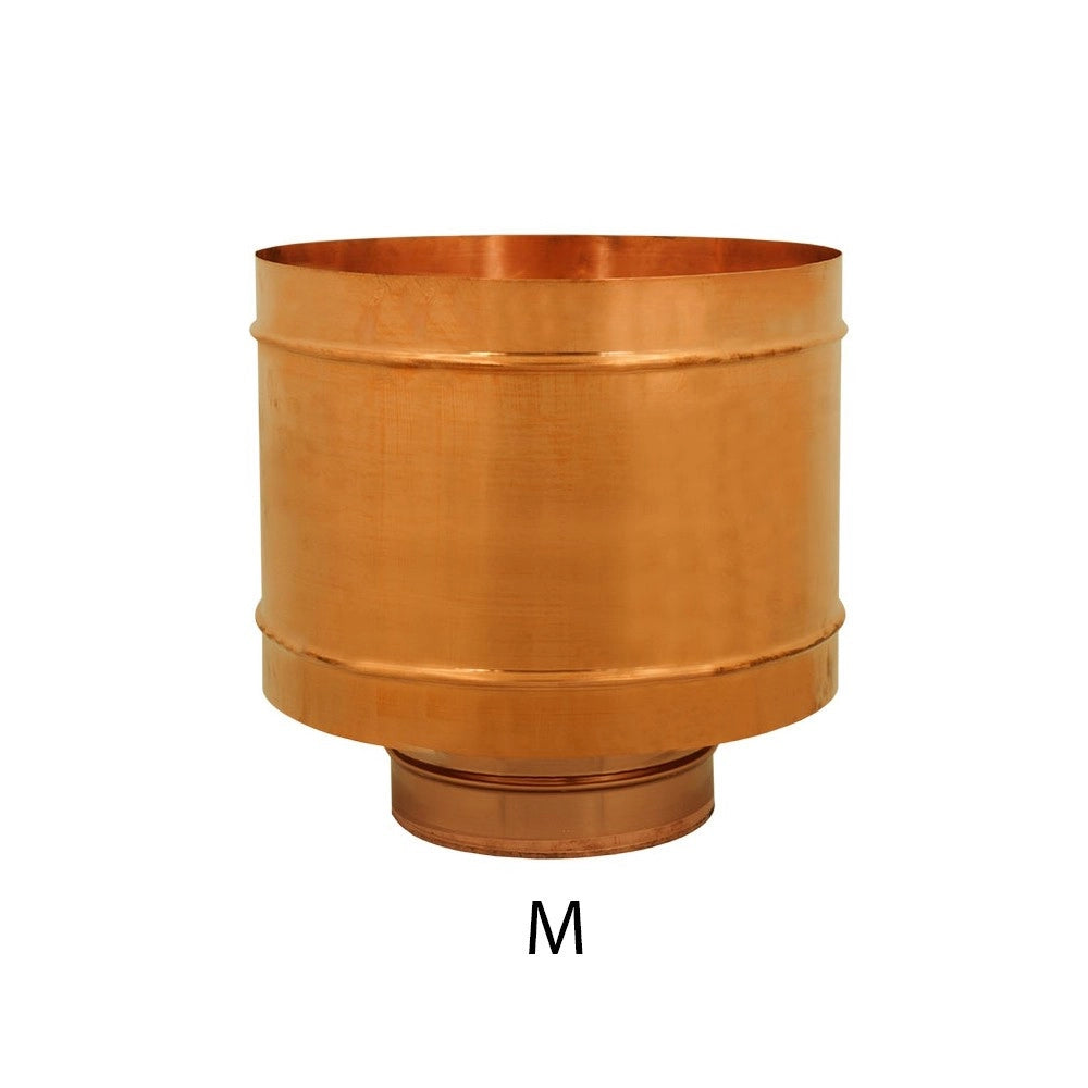 Fumaiolo da 220mm terminale tipo botte 4 venti di rame base tonda m maschio