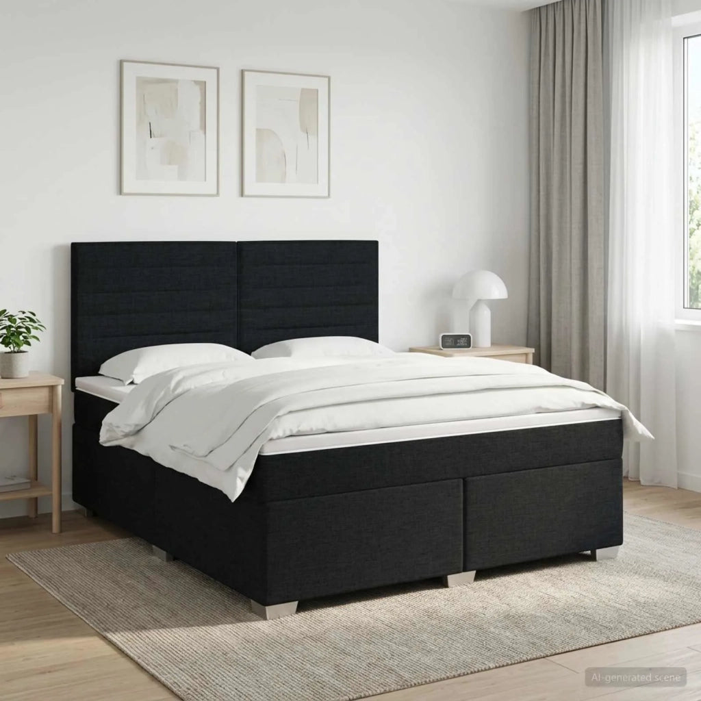 Letto box spring con materasso Nero 140 x 200 cm Tessuto 3453418