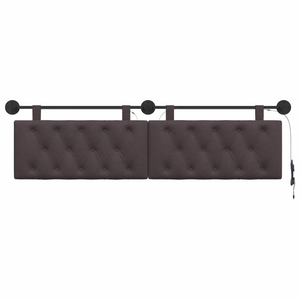 Testiera sospesa Con luce LED Marrone Scuro Tessuto 3424657