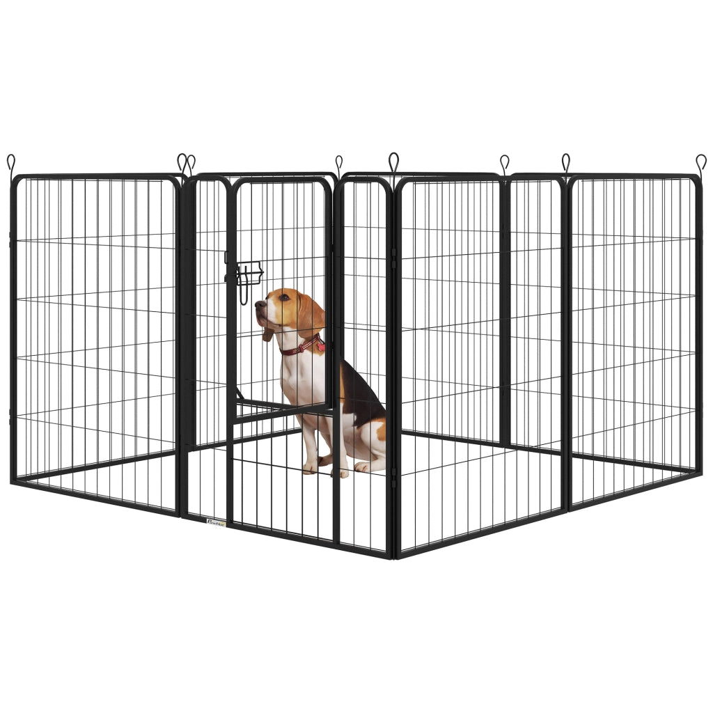 Recinto per Cani 8 Pannelli con Porta ¨C Minimal ¨C Nero 80x100 cm