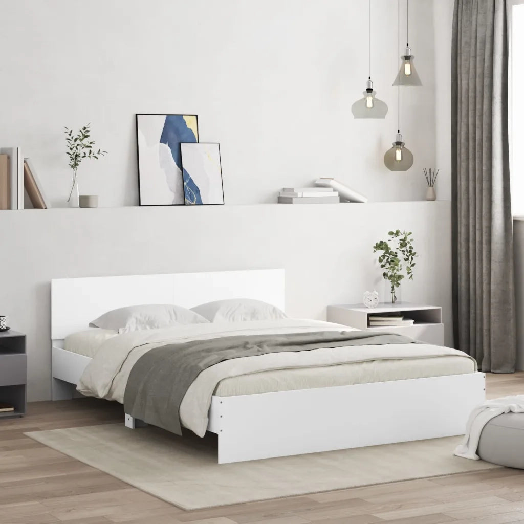Letto matrimoniale | Letto per adulti | Giroletto con Testiera Bianco 150x200 cm