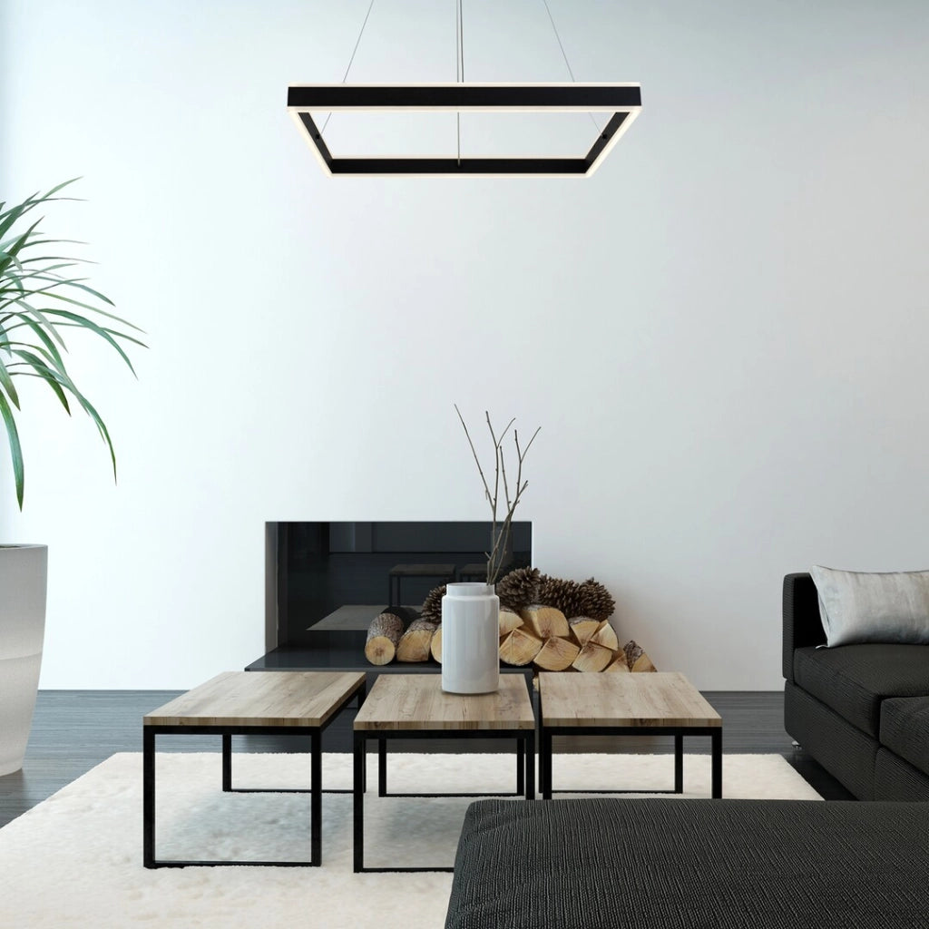 Lampada sospensione LED 60W nera opaca Quadro Rabalux