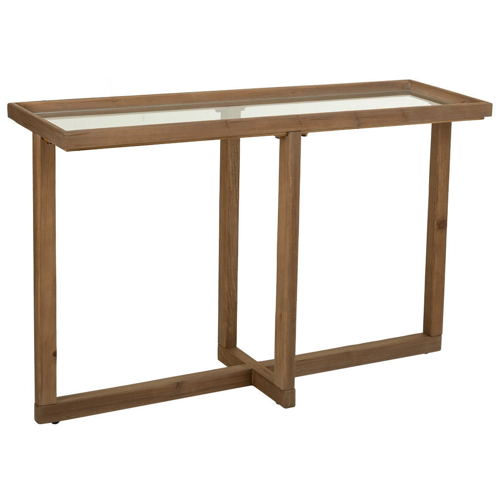 Console in legno e vetro marrone 120x33x75