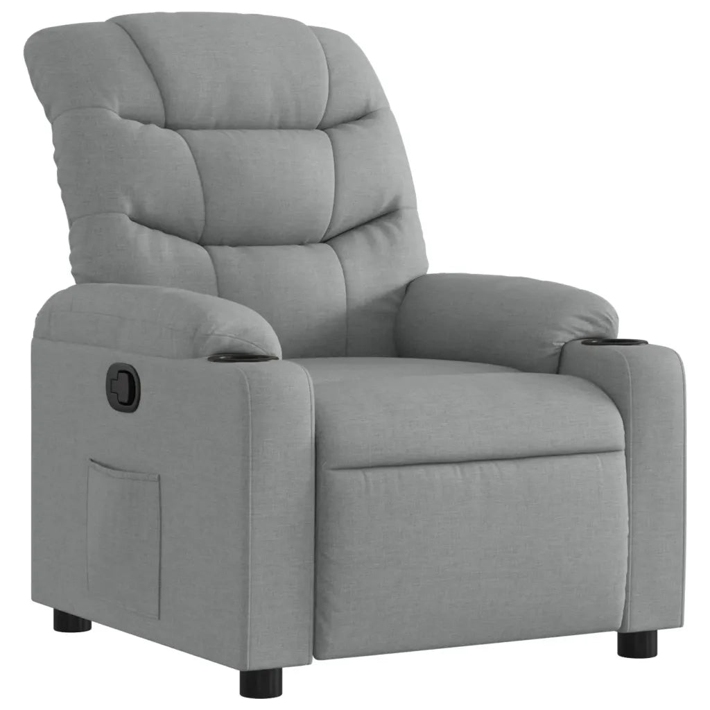 Poltrona | Sedia Relax Reclinabile in Tessuto Grigio Chiaro