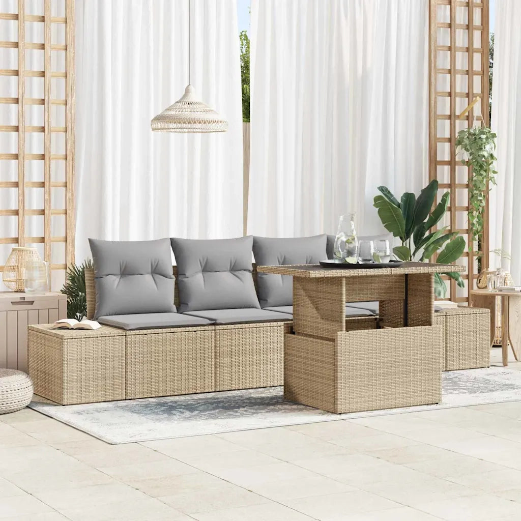 Set di divani 5 pcs Beige e Grigio Chiaro polyrattan 3349086
