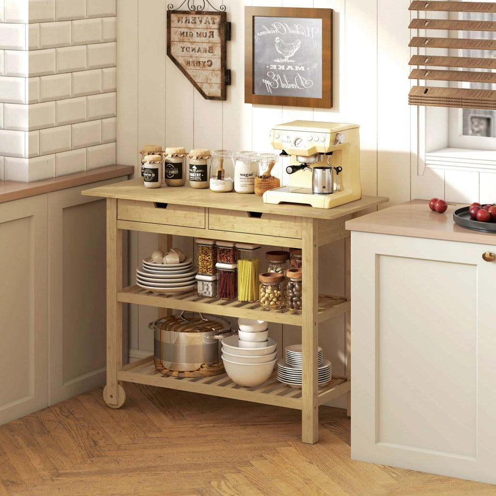 Carrello da cucina con 2 cassetti e 2 ripiani ¨C Minimal ¨C 100x43x75 cm