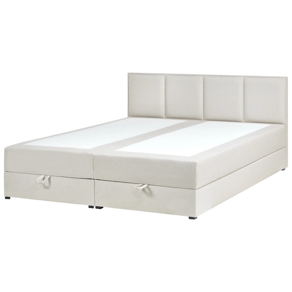 Letto matrimoniale Imbottito Tessuto bianco sporco 180 x 200 cm Con Testiera Trapuntata