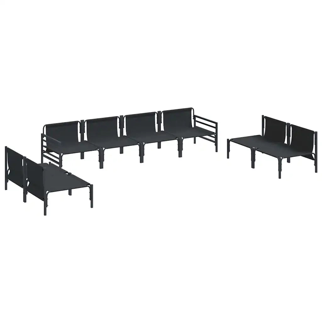 Set Divano da Giardino con cuscino 8 pcs Nero Acciaio