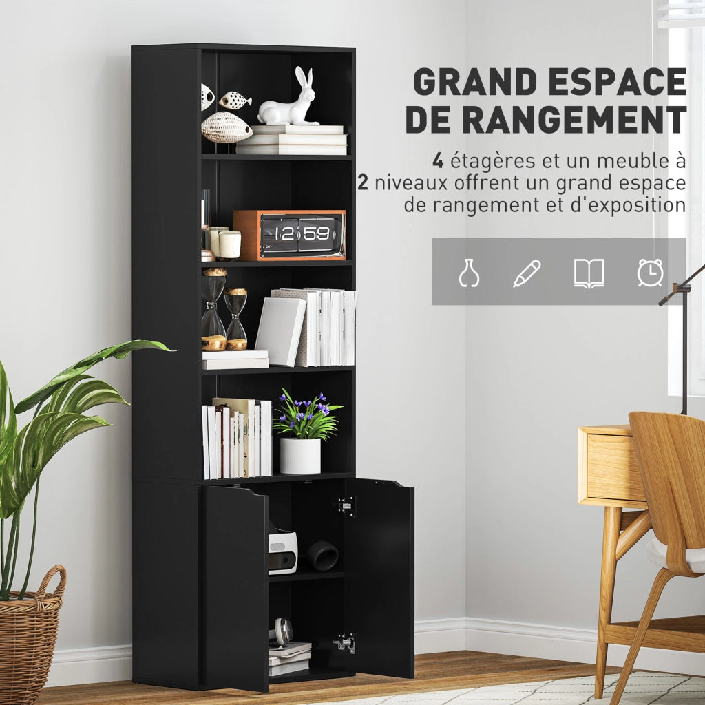 Libreria con ante e ripiani ¨C Xylo ¨C Legno nero 59x29x180 cm