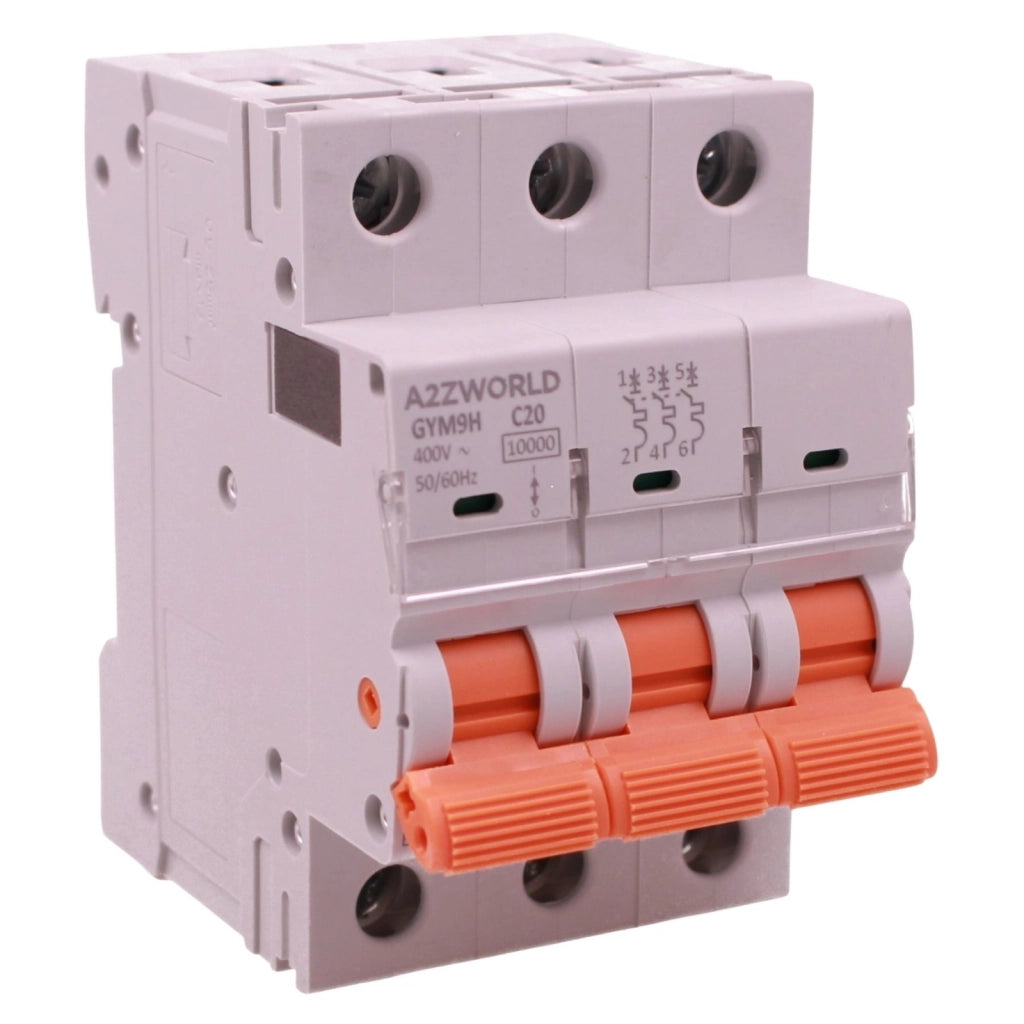 MCB Interruttore Magnetotermico Automatico Curva C 3P 3M 10000A AC 400V IP20 GYM9H, Accoppiabile Con Bobina di Sgancio GA01231 GA01232, Disponibili 16A 20A 25A 32A 40A 63A (C20A)