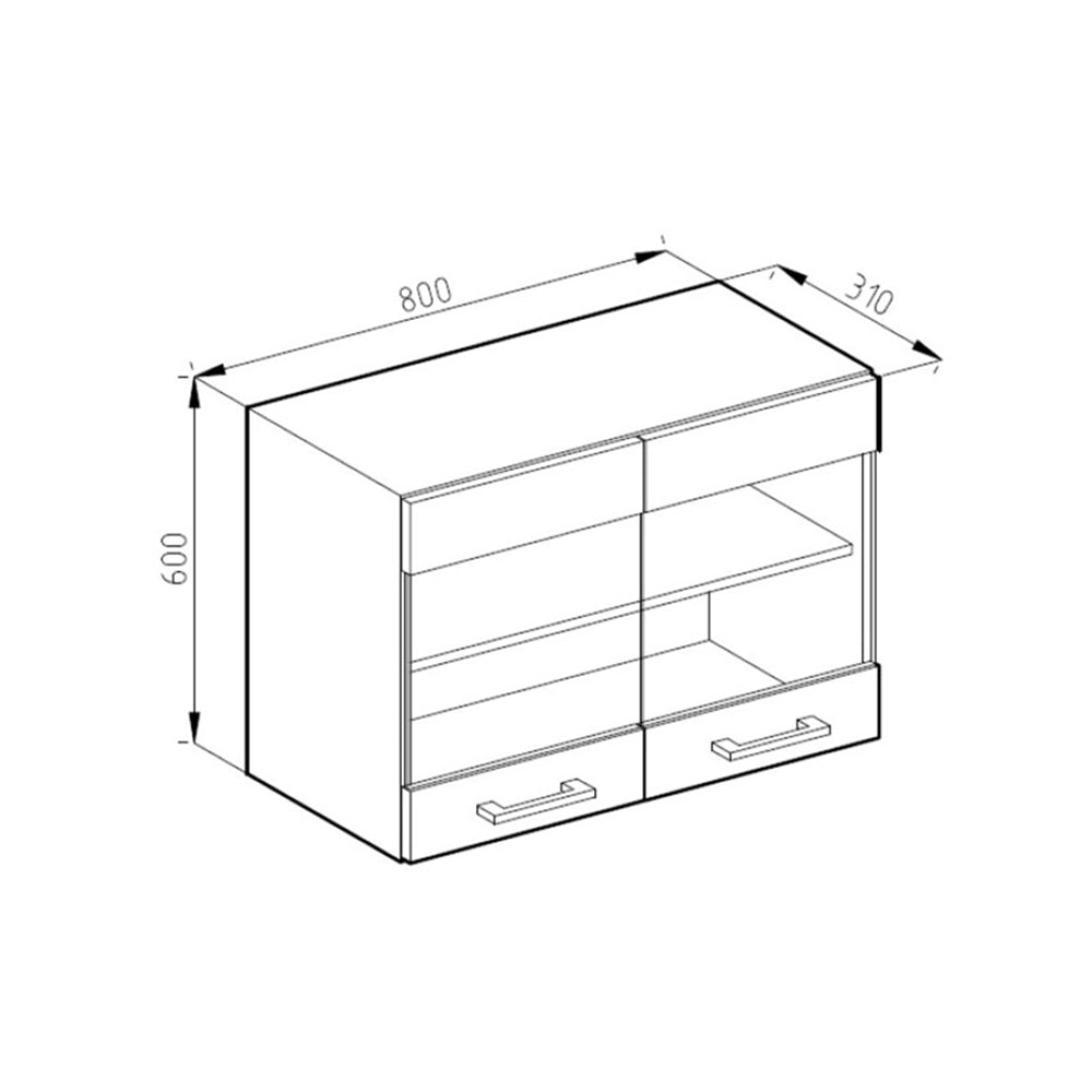 Mobile da cucina in vetro R-Line Sonoma/Bianco 80 cm Vicco