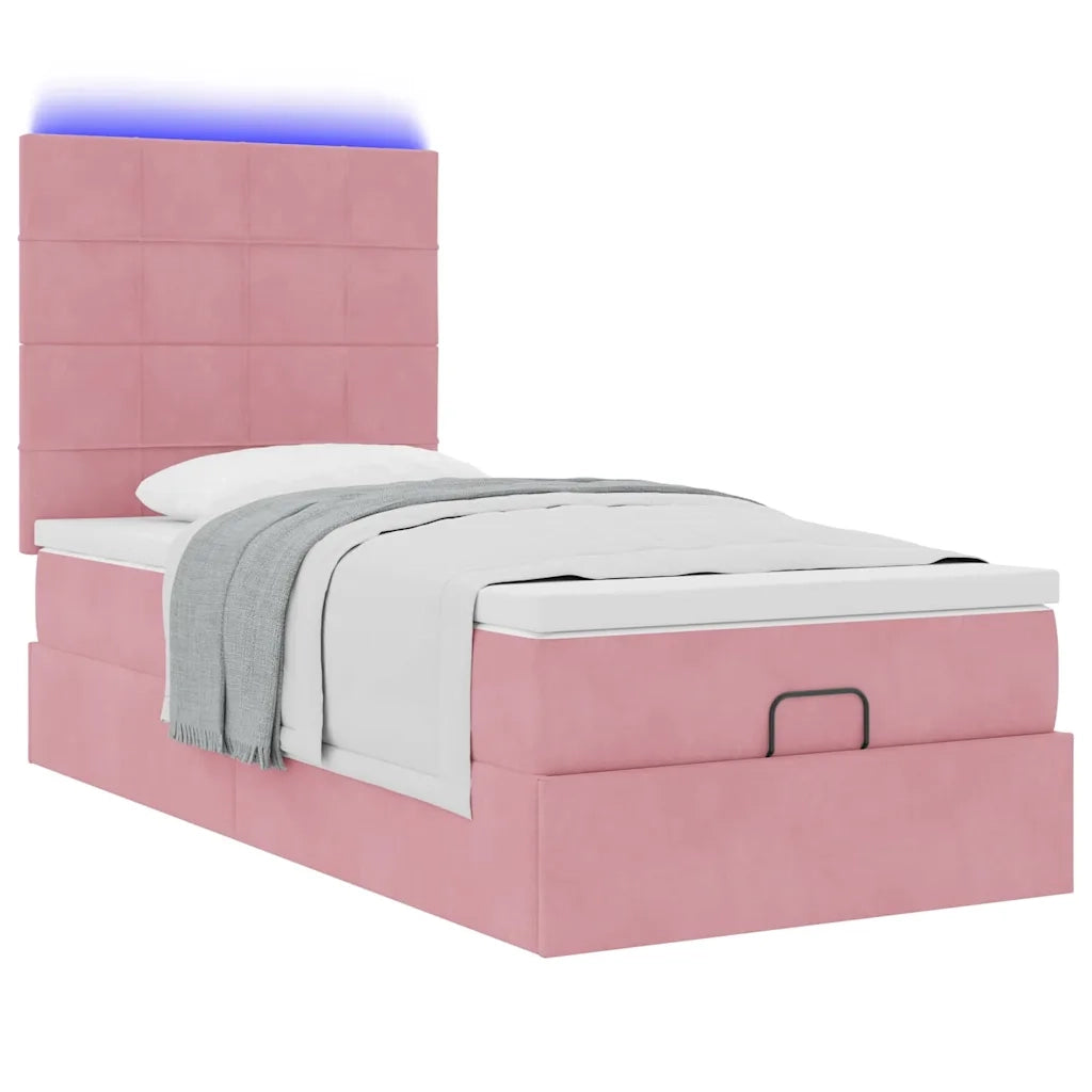 Struttura Letto Pouf con Materassi Rosa 80x200 cm Velluto 3314287